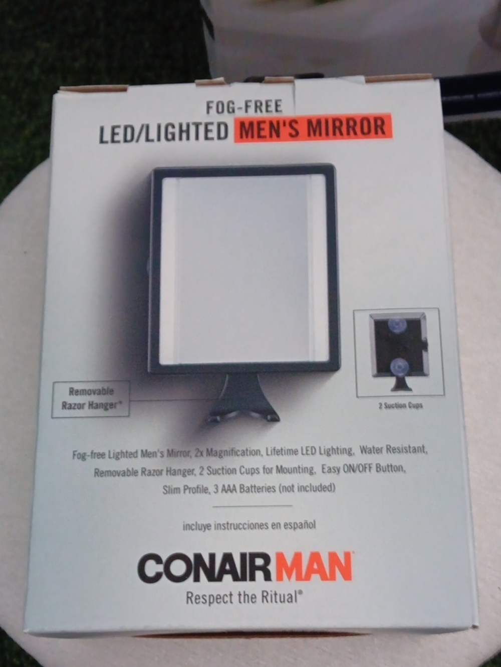 ConairMAN Fog-Free LED Lighted Men's Mirror - Black
